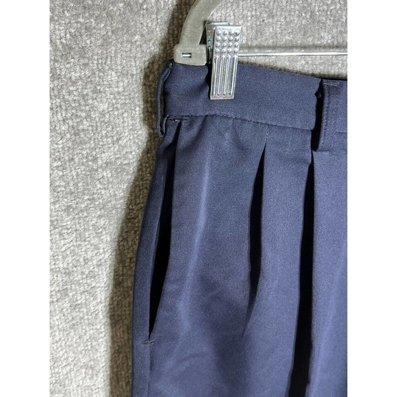 Haggar Cool 18 Chino Shorts Mens Size 36 Navy Blue Polyester Pockets Pleated - Picture 4 of 10